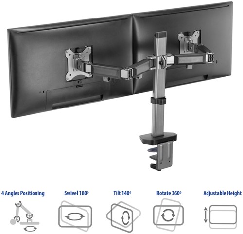 Monitorarm office 2 schermen zilver 1 Stuk-3