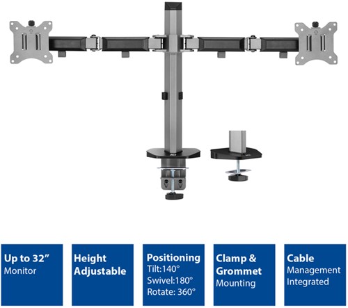 Monitorarm office 2 schermen zilver 1 Stuk-2