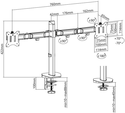 Monitorarm office 2 schermen zilver 1 Stuk-4