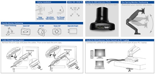 Monitorarm office met gasveer 1 scherm 1 Stuk-2