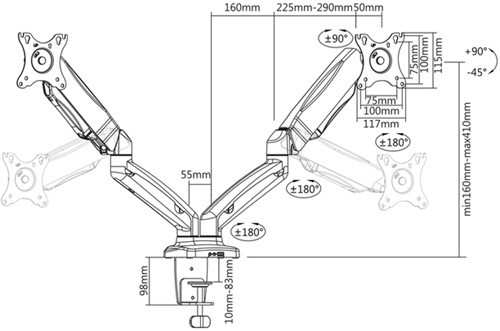 Monitorarm office met gasveer 2 schermen 1 Stuk-4