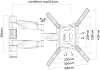 Full motion TV wandsteun 23 tot 55 inch VESA 1 Stuk-3