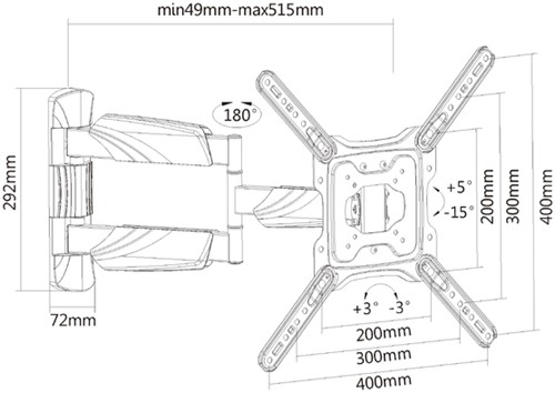 Full motion TV wandsteun 23 tot 55 inch VESA 1 Stuk-3