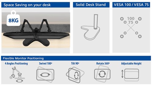 Monitorarm op voet 2 schermen 1 Stuk-4
