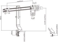 Monitorarm office crossbar 2 schermen verstelbaar 1 Stuk-1