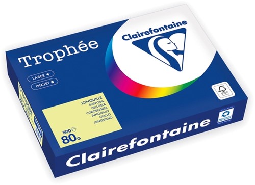 Kopieerpapier Trophee A4 80gr citroengeel 500 Vel