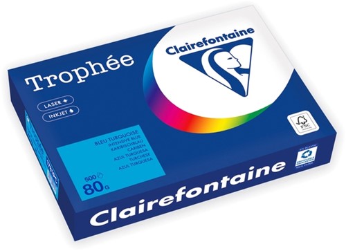 Kopieerpapier Trophee A4 80gr caribenblauw 500 Vel