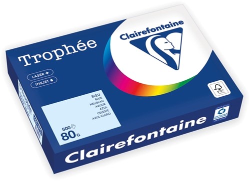 Kopieerpapier Trophee A4 80gr azuurblauw 500 Vel