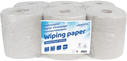 Poetspapier Cleaninq midi 1-laags 19cmx270m wit 6 Rol