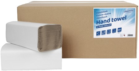 Handdoek Cleaninq H3 z-vouw 1-laags 250x230mm 20x250 vel naturel