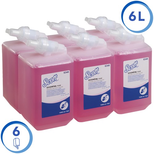 Handzeep Scott Essential foam roze 1000ml 6340 6 Fles-2