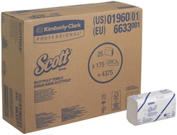 Handdoek Scott 1-laags 200x315mm 25x175st wit 6633 25 pak