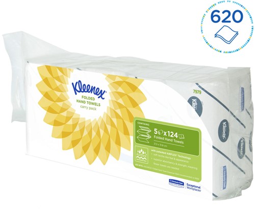 Handdoek Kleenex Ultra 2laags 215x315mm 124st 7979 5 pak-2