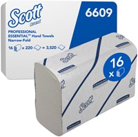 Handdoek Scott 2-laags 212x186mm 16x220st wit 6609 16 pak