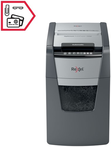 Papiervernietiger Rexel Optimum Auto+ 150M P5 snippers 2x15mm-6