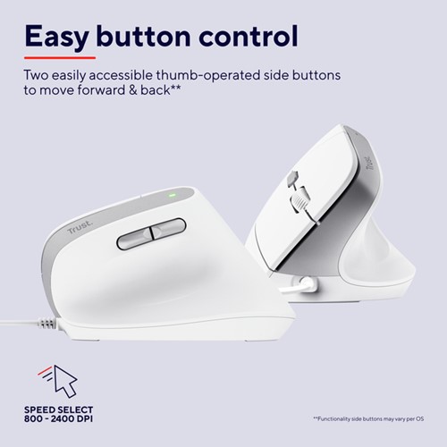 Muis Trust ergonomisch BAYO II wit-2