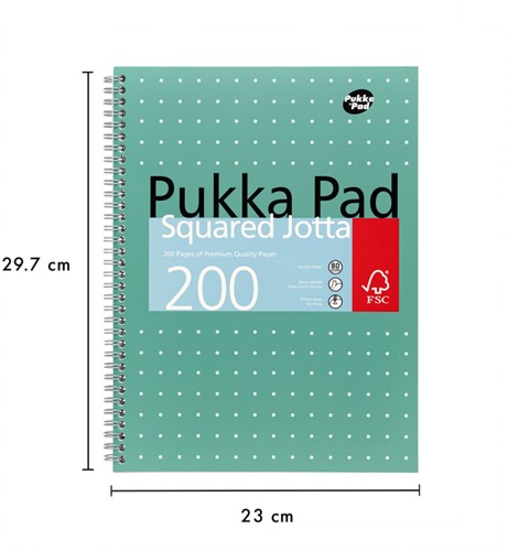 Collegeblok Pukka Jotta A4 rt 5x5 4-g 200pags gn 1 Stuk-3