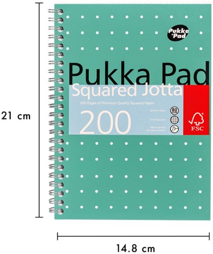 Notitieboek Pukka Jotta A5 rt 5x5 200pag 80gr gn 1 Stuk-3