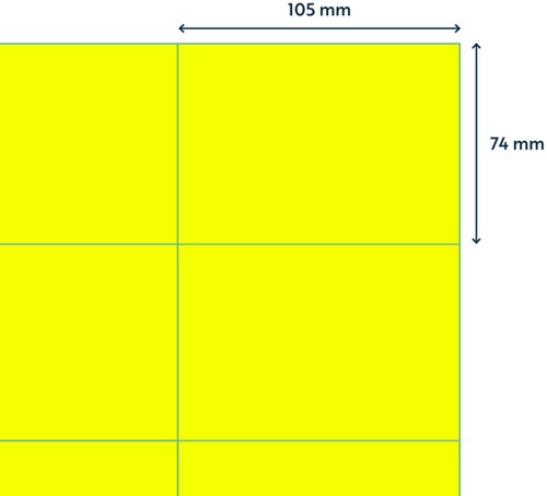 Etiket Rillprint 105x74mm fluor geel 800 stuks-2