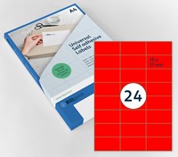 Etiket Rillprint 70x37mm fluorrood 2400 etiketten 100 Vel