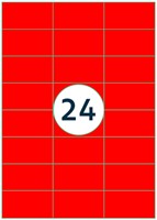 Etiket Rillprint 70x37mm fluorrood 2400 etiketten 100 Vel-3