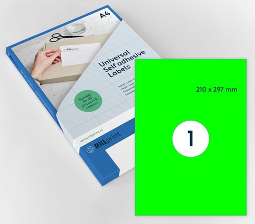 Etiket Rillprint 210x297mm fluor groen 100 stuks