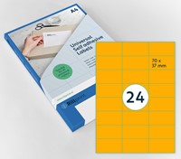 Etiket Rillprint 70x37mm fluoror 2400 etiketten 100 Vel