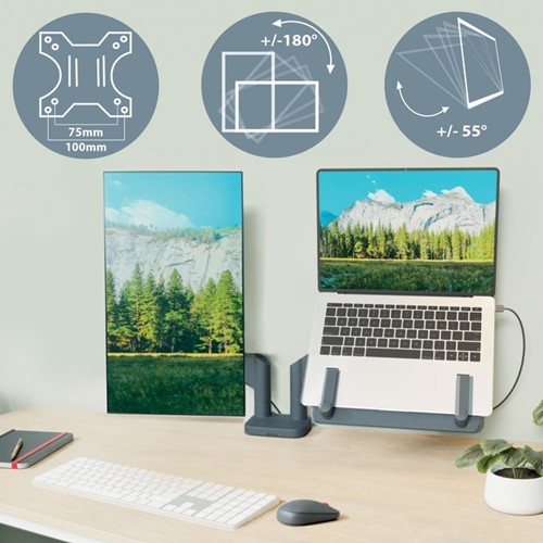 Monitor en laptoparm Leitz Ergo donkergrijs 1 Stuk-2