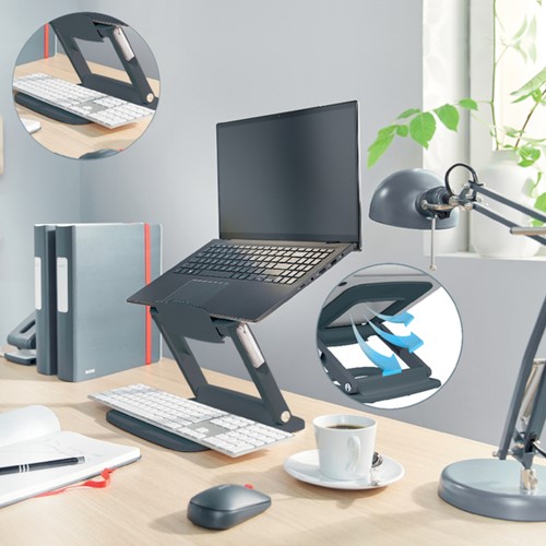 Laptopstandaard Leitz Ergo verstelbare multihoek grijs-3
