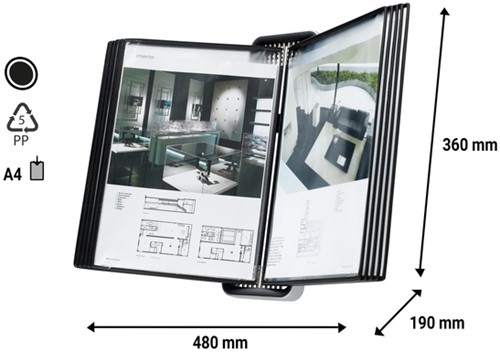 Zichtpanelensysteem wand Tarifold VEO A4 PP zwart 1 Stuk-2