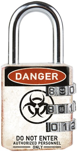 Hangslot Masterlock 3 cijfer 30mm danger motief 1 Stuk