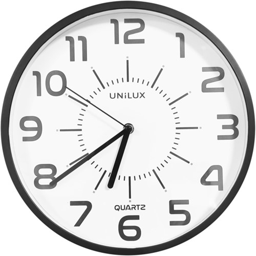 Wandklok Unilux Pop dia 30.5cm kunststof zwart 1 Stuk