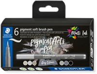 Brushpen Staedtler pigment soft set 6 kleuren 6 Stuk