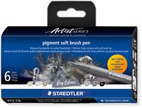 Brushpen Staedtler pigment soft set 6 kleuren 6 Stuk