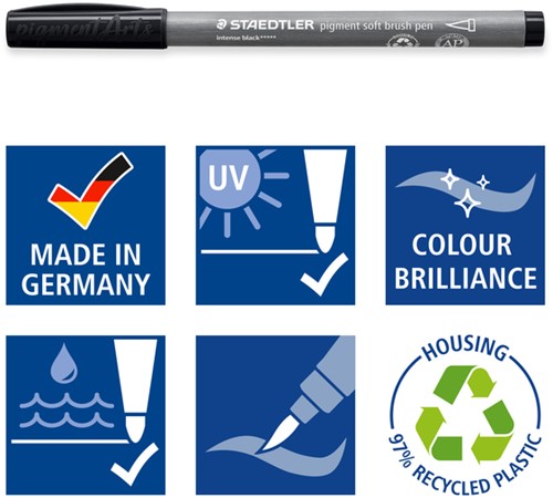 Brushpen Staedtler pigment pen etui à 6 grijze kleuren-2