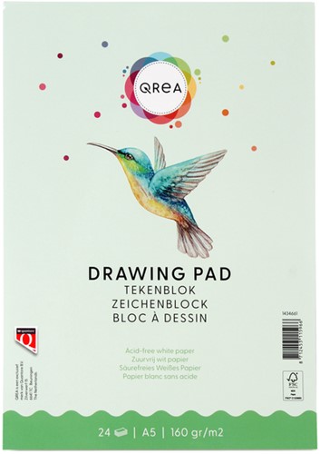 Tekenblok Qrea A5 24vel 160gr gelijmd 24 Vel
