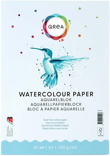 Aquarelblok Qrea A4 20vel 200gr gelijmd 20 Vel