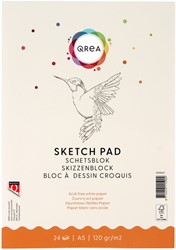Schetsblok Qrea A5 24vel 120gr gelijmd 24 Vel