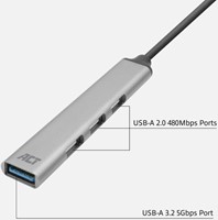 USB-C hub 3x USB-A 2.0 en 1x USB-A 3.0 1 Stuk-3