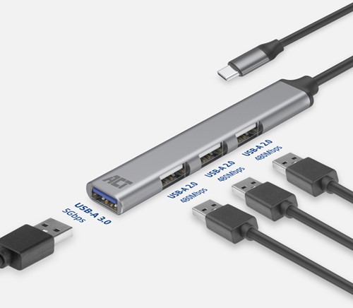 USB-C hub 3x USB-A 2.0 en 1x USB-A 3.0 1 Stuk-1