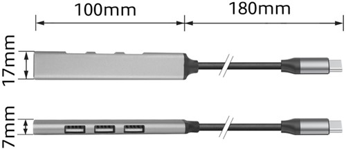 USB-C hub 3x USB-A 2.0 en 1x USB-A 3.0 1 Stuk-3