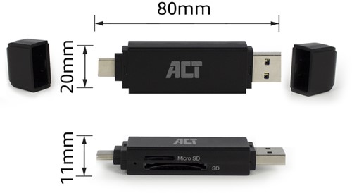 USB-C/USB-A 3.0 card reader 1 Stuk-2