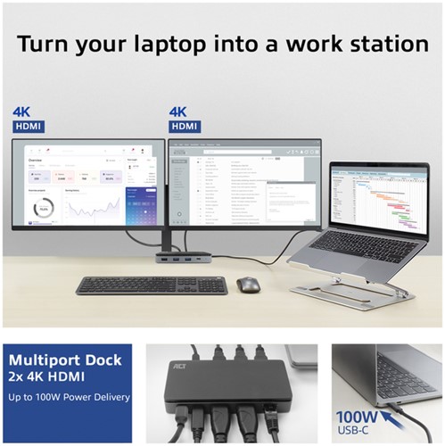 USB-C 4K MST dockingstation voor 2 HDMI-monitoren 1 Stuk-5