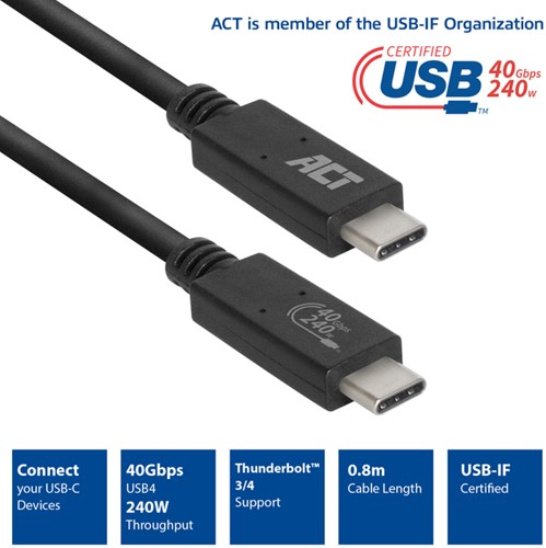 USB4® 40Gbps kabel USB-C USB-IF 1 Stuk-2
