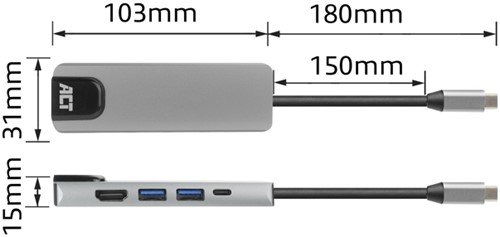 USB-C 4K docking station voor 1 HDMI monitor 1 Stuk-3