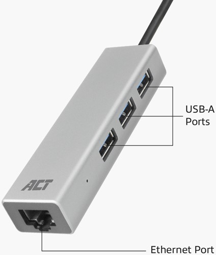 USB-C hub 3.0 3x USB-A Gigabit ethernet 1 Stuk-3