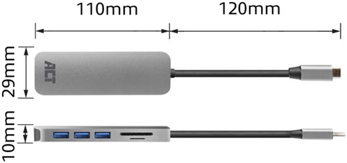 USB-C hub 3.0 3x USB-A cardreader PD 1 Stuk-1