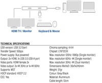 Adapter ACT USB-C 4K multiport 2 HDMI monitoren 1 Stuk-7