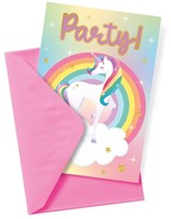 Uitnodigingskaarten Unicorn 6 Stuk-3