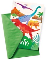 Uitnodigingskaarten Dino 6 Stuk-3